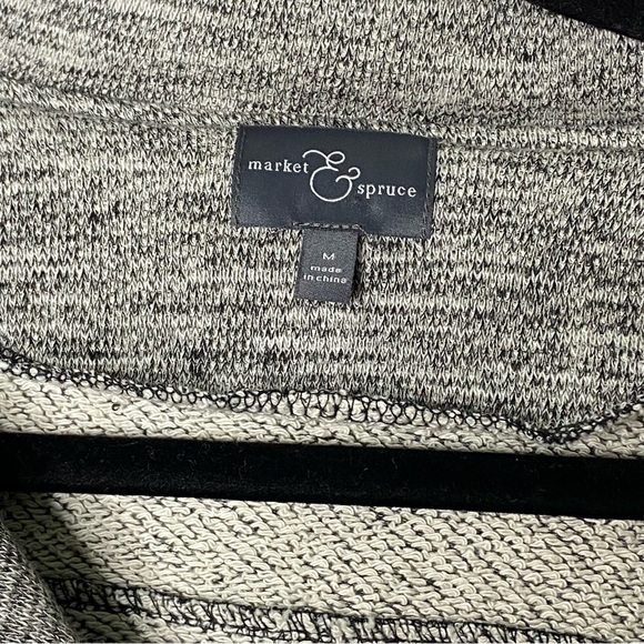 Market & Spruce Grey Heathered Zip Up Knit Sweater Moto Sweater Jacket - Picture 5 of 5